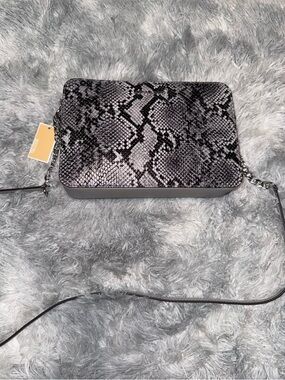 Michael Kors Snake-Print Crossbody Bag in Gray and Black